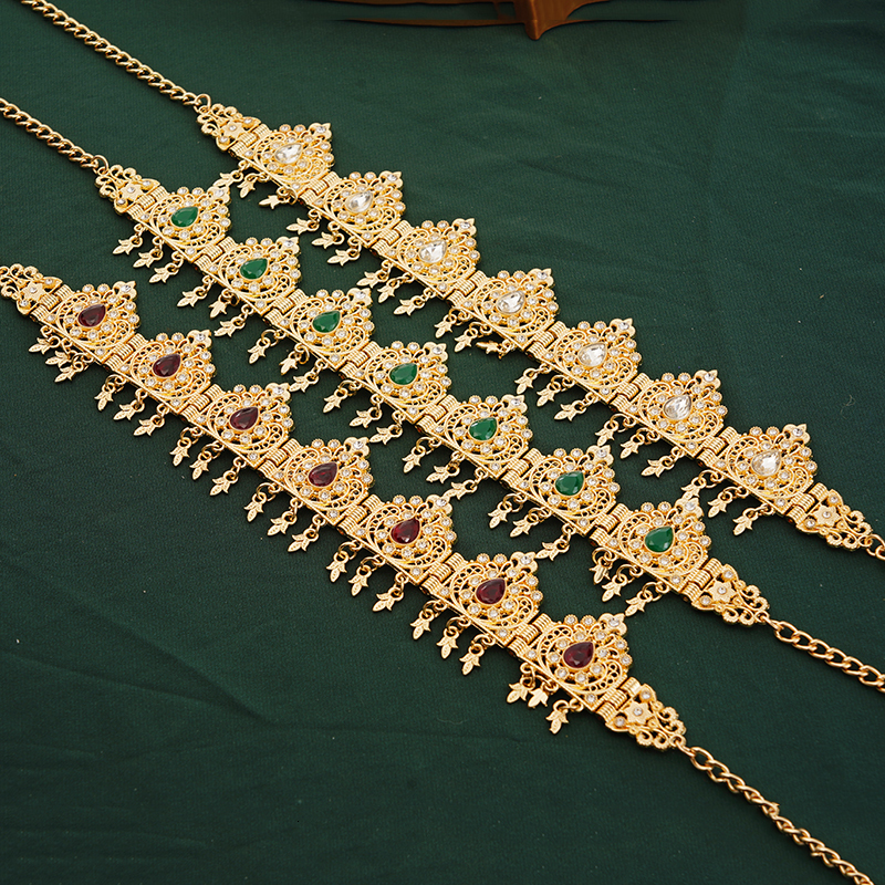 Wedding Hair Jewelry Algeria Wedding Jewelry Hair Chain Gold Color Crystal Tassel Headband Forehead Chain Crown Womens Gifts Tiara Bands Accessories 2
