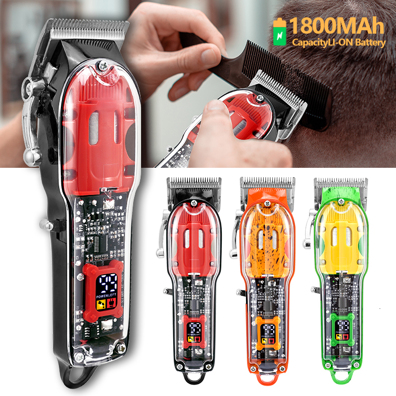 Electric Shavers Transparent Trimmer Men Beard Trimming Professional Clippers USB Rechargeable Machine Hair Cutting Shaving 230906