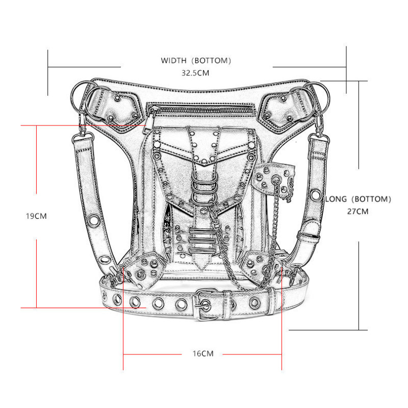 Waist Bags Chikage Y2K Style Chains Bag Steampunk Rivet Motorcycle Bag Women's Crossbody Shoulder Bag Women's Travel Fanny Pack 230907