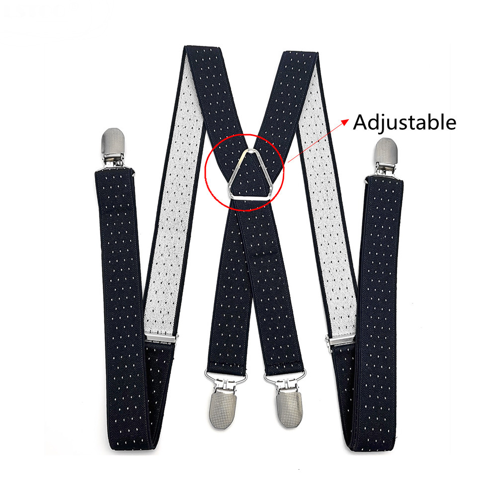 Suspenders 2.5CM Wide X Back Unisex Dot Suspenders Men Women Adjustable Elastic Tirantes Hombre Kids Children Pants Holder Wedding Wear 230907