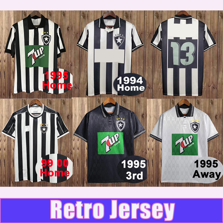 1994 1995 Botafogo FR Retro Soccer Jerseys 1999 2000 Home Black White Away 3rd Football Shirt