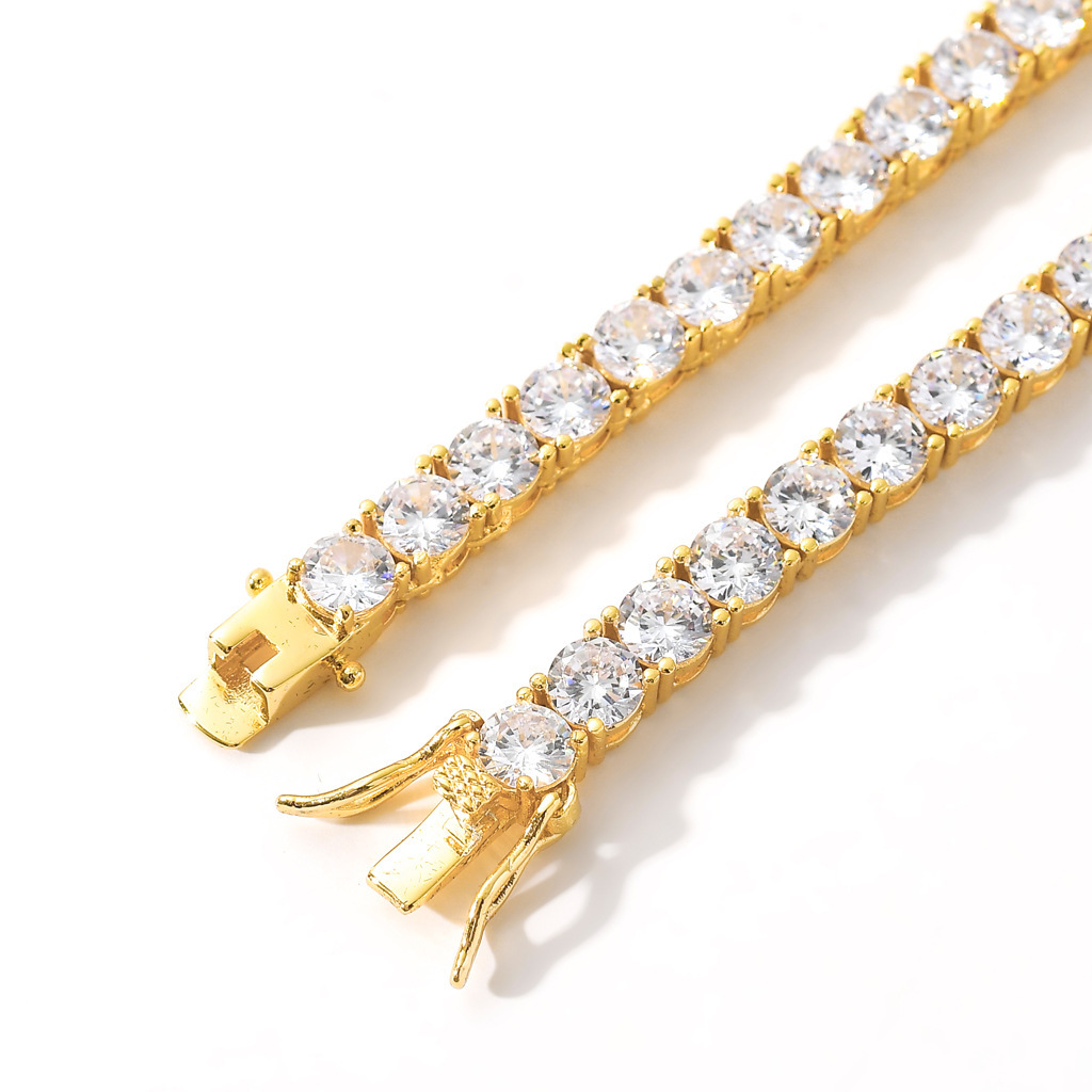 3mm 4mm 5mm 6mm Hip Hop Tennis Chains Jewelry Mens Diamond Necklaces 18k Real Gold /White Gold Plated TopBling Graduated