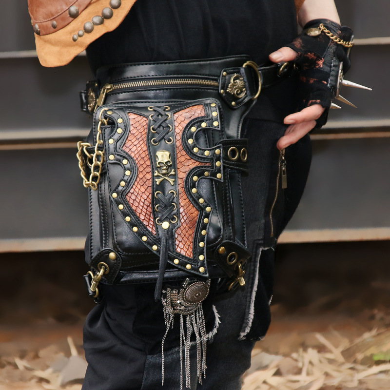 Waist Bags Chikage Euramerican Y2K style Women's Waist Pack Steampunk Motorcycle Single Shoulder Crossbody Bag Personality Fanny Pack 230907