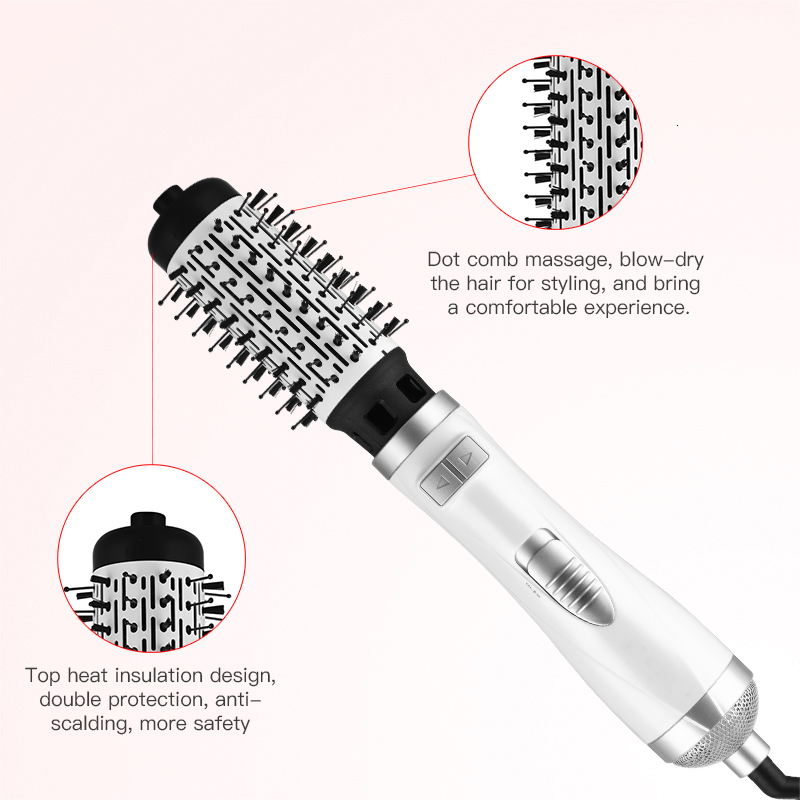 Hair Dryers 3 in 1 Rotating Electric Straightener Brush Curler Dryer Air Comb Negative Ion HairAir Brushes 230906
