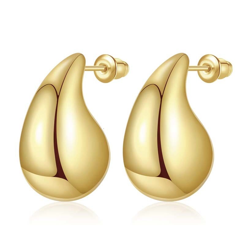 Charm Simple Chunky Water Drop Half Empty Stud Earrings For Woman Punk Metal Gold Color CShaped Hook Earrings Jewelry Trend Gift 230907
