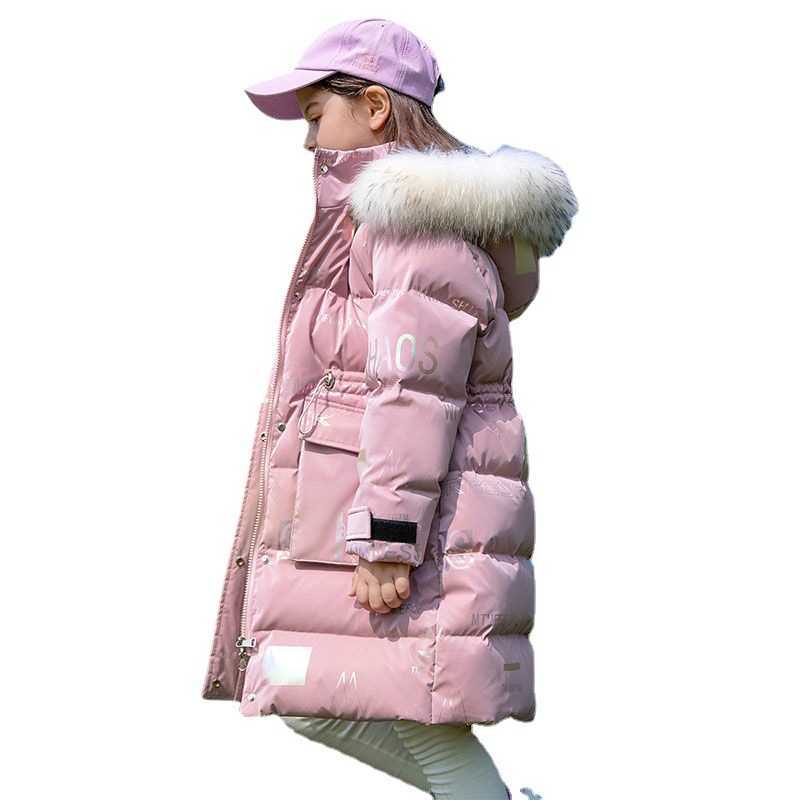 Down Coat Winter Warm Down Cotton Jacket Girls Waterproof Hooded Coat Children Outerwear Clothes for 5-12 Years Kid Long R230905