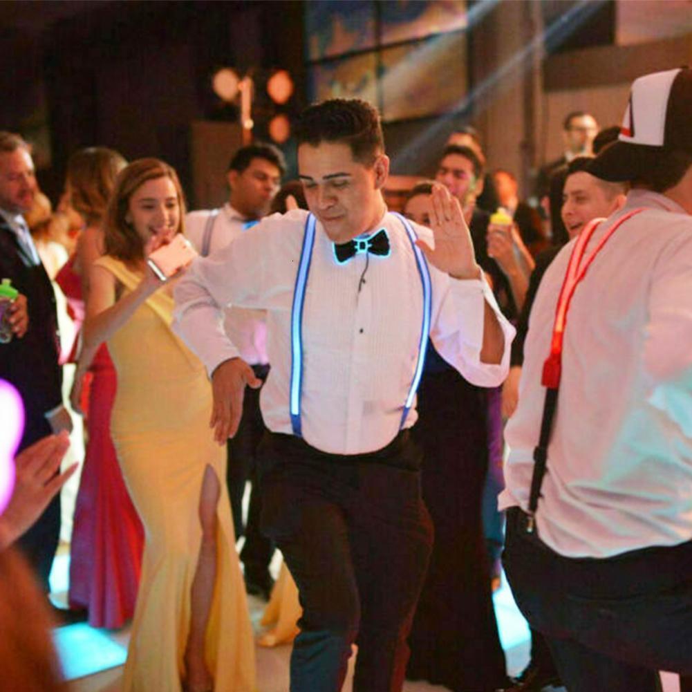 Suspenders Men's Light Up LED Suspenders Bow Tie Unisex Elastic Adjustable Pants Suspender Illuminated Led For Music Festival Costume Party 23090