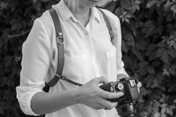 Suspenders Travel camera strap Pographer women suspender leather Rivet retro brace vintage men acessorios masculino 230907