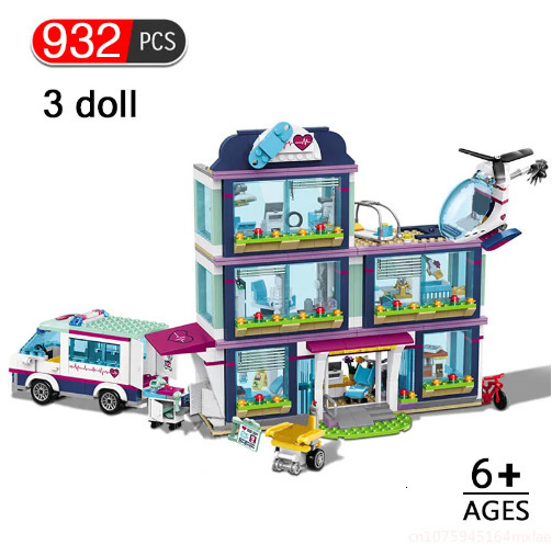 Aircraft Modle 932pcs Heartlake City Park Hospital Compatible 41318 Friends Building Block Girl Bricks Toys For Children Birthday Gifts 230907