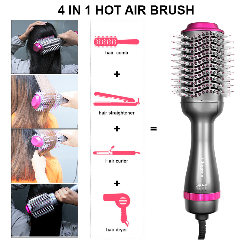 Hair Dryers One Step Dryer and Volumizer 1000W Rotating Air Brush Professional Blow Comb Electric Ion 230906