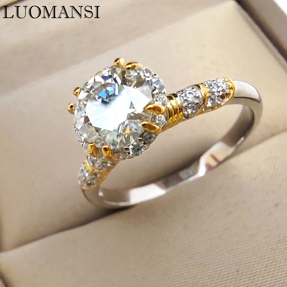 Wedding Rings Luomansi D VVS1 Crown Ring With GRA Certificate S925 Silver 1 Party Woman Jewelry Gift 230906