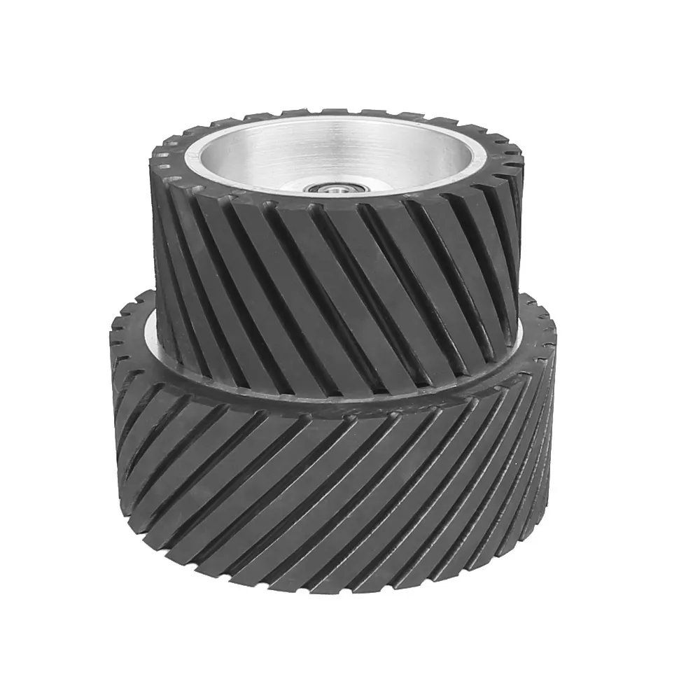 wholesale 100/200/250x100mm Belt Grinder Replacement Parts Grooved Rubber Contact Wheel Dynamically Balanced12 LL