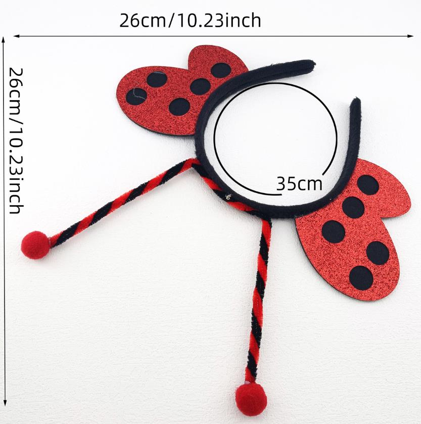 Ladybug Antenna Headband Fairy Wing Boppers Bee Butterfly Insect Hair Band Costume Accessory Unisex Adult Kids Halloween Birthday Gift
