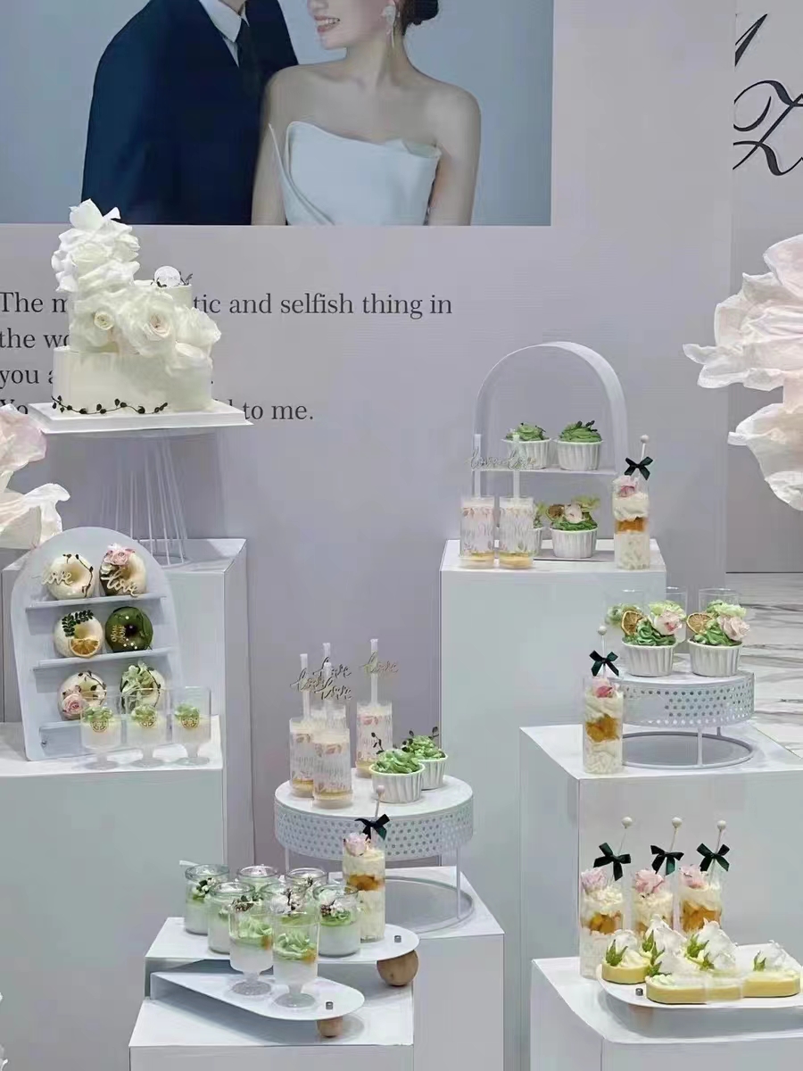 8PCS Wedding Table Centerpieces Decoration Business Meeting Buffet Cake Holder Event Ladder Dessert Stand Candy Bar Window Display Column Tea Break Pa