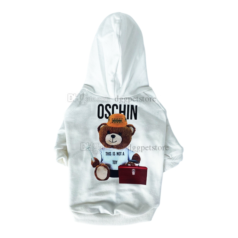 Designer Dog Clothes Brand Dog Apparel with Cute Little Bear Pattern Cotton Dog Hoodie Cold Weather Puppy Jacket Soft Warm Pet Coat for Small Medium Dog Cat Black L A832