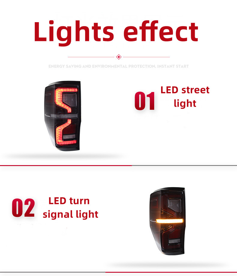 Car Taillight For Ford Ranger Tail Lamp Assembly T7 Upgrade LED Turn Lamp Running Brake Reverse Stop Lights