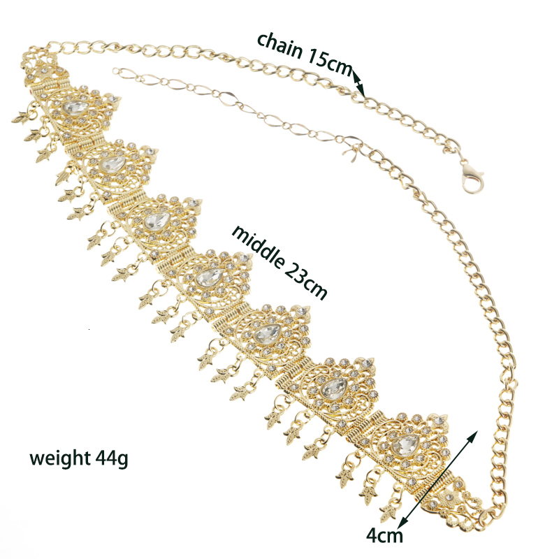 Wedding Hair Jewelry Algeria Wedding Jewelry Hair Chain Gold Color Crystal Tassel Headband Forehead Chain Crown Womens Gifts Tiara Bands Accessories 2