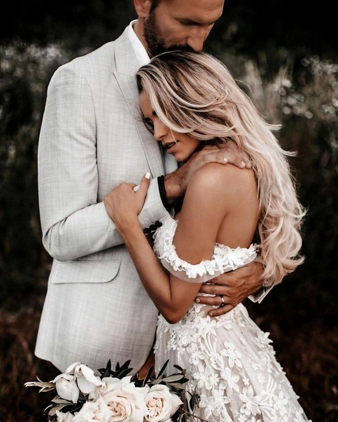 Boho Wedding Dresses Bridal Gown Off the Shoulder Strpas Tulle Lace Applique Sweep Train Custom Made Plus Size Garden Country Vestidos De Novia 403