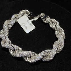 Vvs1 7mm 9mm 11mm Rope Bracelet Sier 5mm Necklace Iced Moissanite Dia Clasp Sterling Cuban Chain Hip Hop Out Scees