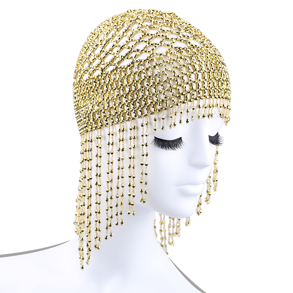 Wedding Hair Jewelry Girls Women Exotic Cleopatra Beaded Belly Dance Head Cap Hat Headwrap Hair Accessory Headpiece for Party Wedding Showing 230907