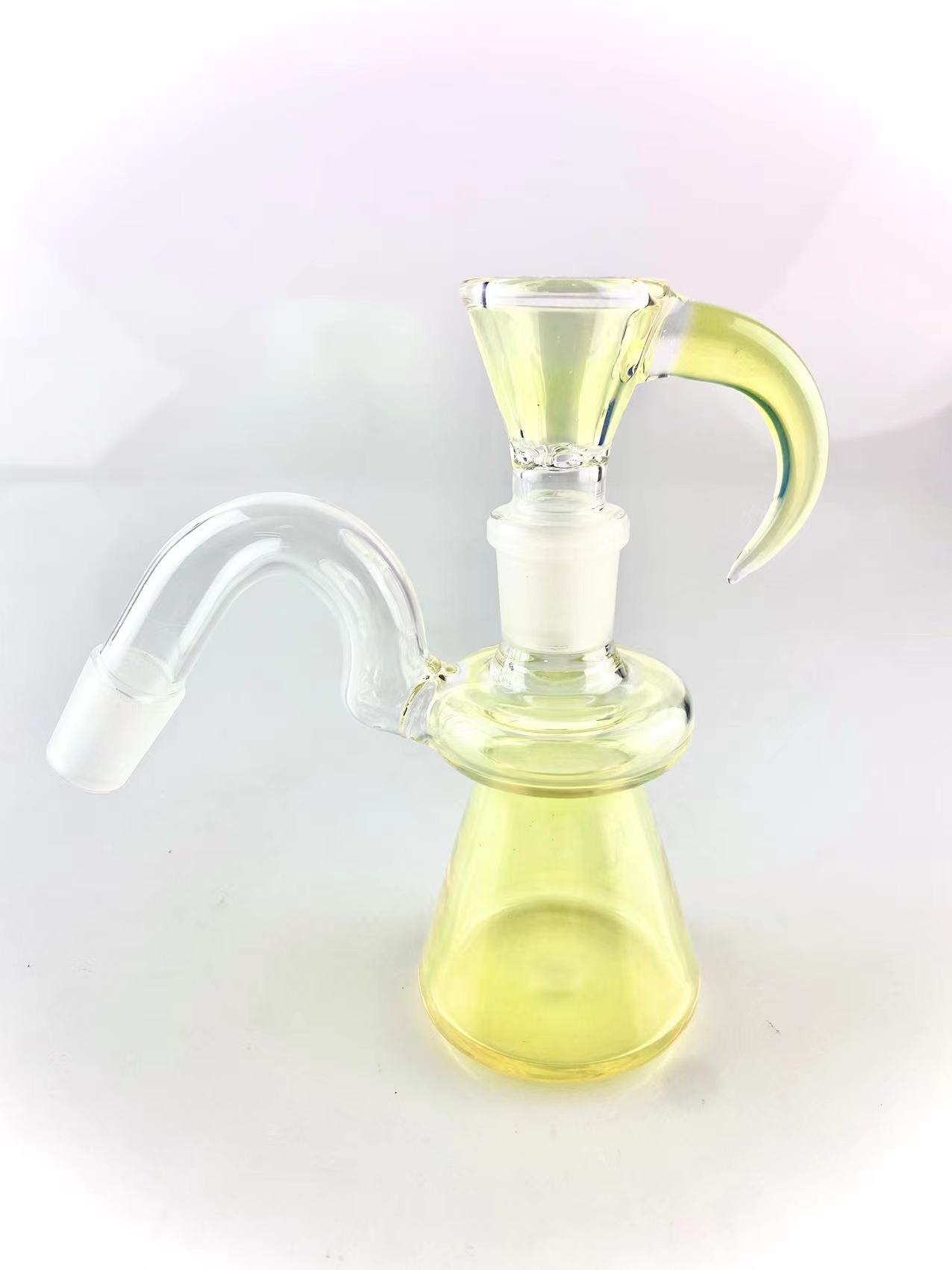 Glass hookah silver fumed colored ash catcher 14 and 18 mm both support with 4holes horn bowl high quality