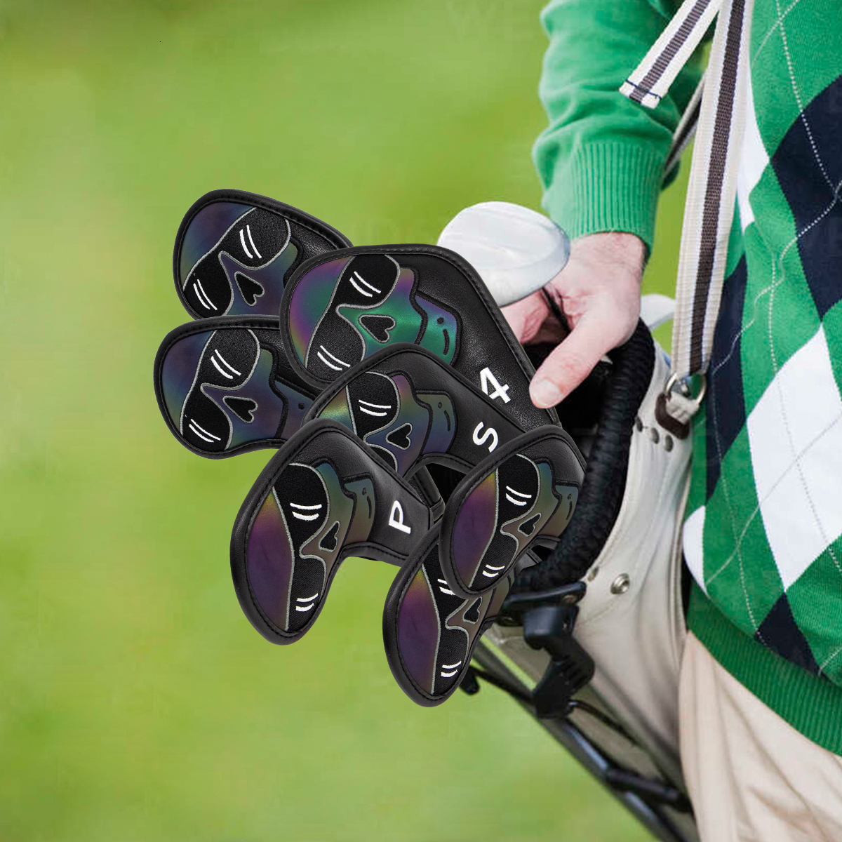 Other Golf Products Gradients Sunglasses Golf Iron Head Covers Iron Headovers Wedges Covers 4-9 ASPX 10pcs with Black Color 230907