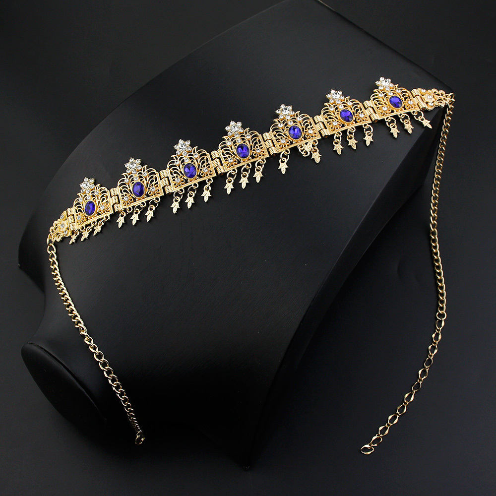 Wedding Hair Jewelry Sunspicems Algeria Tassels Forehead Chain Hairband Bride Crown Hair Chain Hairware Morocco Women Wedding Jewelry Hair Pieces 2309