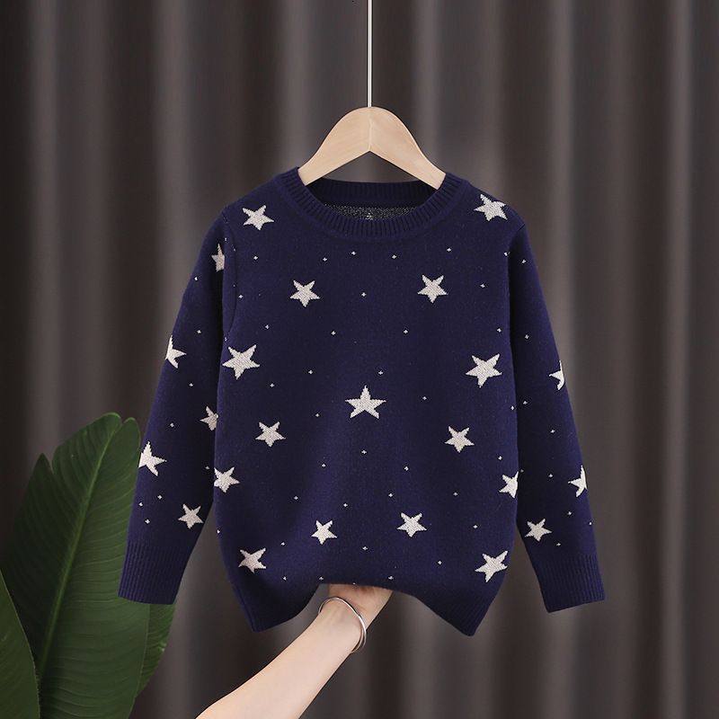 Pullover Ins Winter Girls Sweaters Star Sweater Knitwear Children Clothing 230906