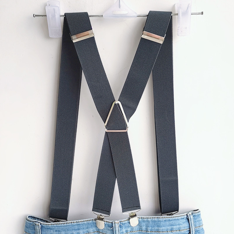 Suspenders BD054L XL XXLsize Dark gray men's suspender 3.5 cm width adjustable elastic X back clips on pants braces for men and women 230907