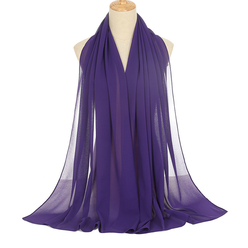 Scarves 70*180cm Muslim Chiffon Hijab Shawls Scarf Women Solid Color Head Wraps Women Hijabs Scarves Ladies Foulard Femme Muslim Veil 230907