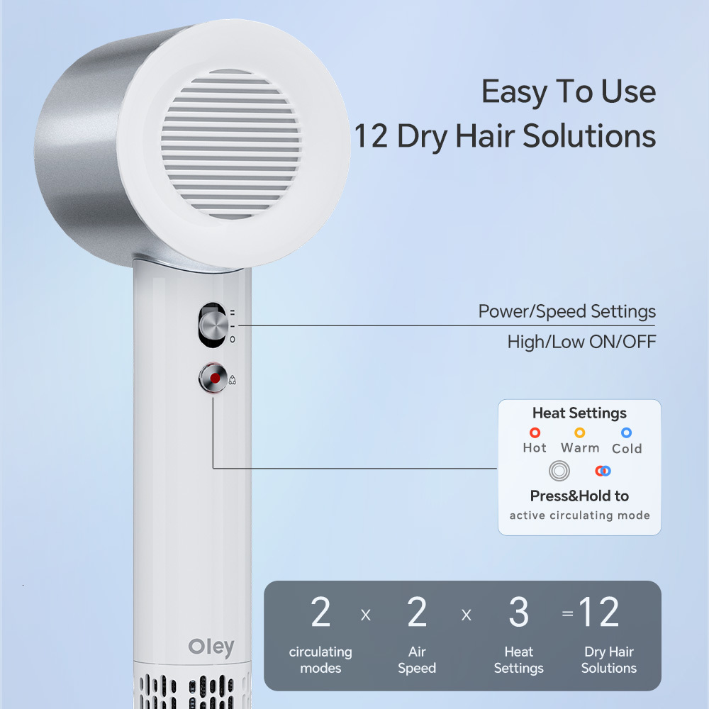 Other Massage Items Oley Highspeed Hair Dryer 900W Lightweight Powerful Brushless Motor Low Noise Quick Negative Ionic Blow 230906