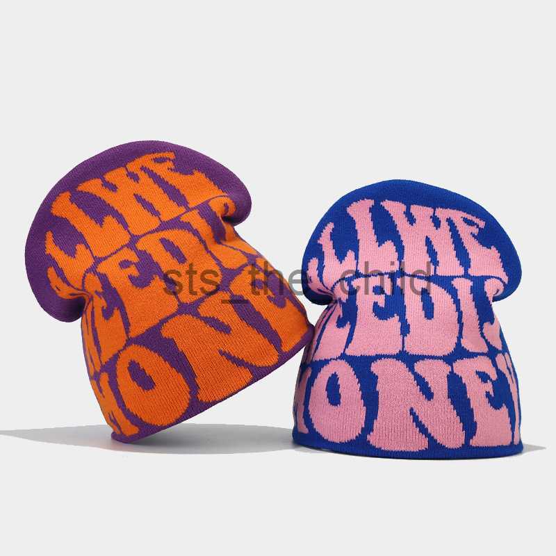 Beanie/Skull Caps All We Need Is Money Beanies Hat Jacquard Letter Knitted Cap Y2K Hip Hop Pullover Bonnets Women Men Winter Elastic Warm Skullies x09