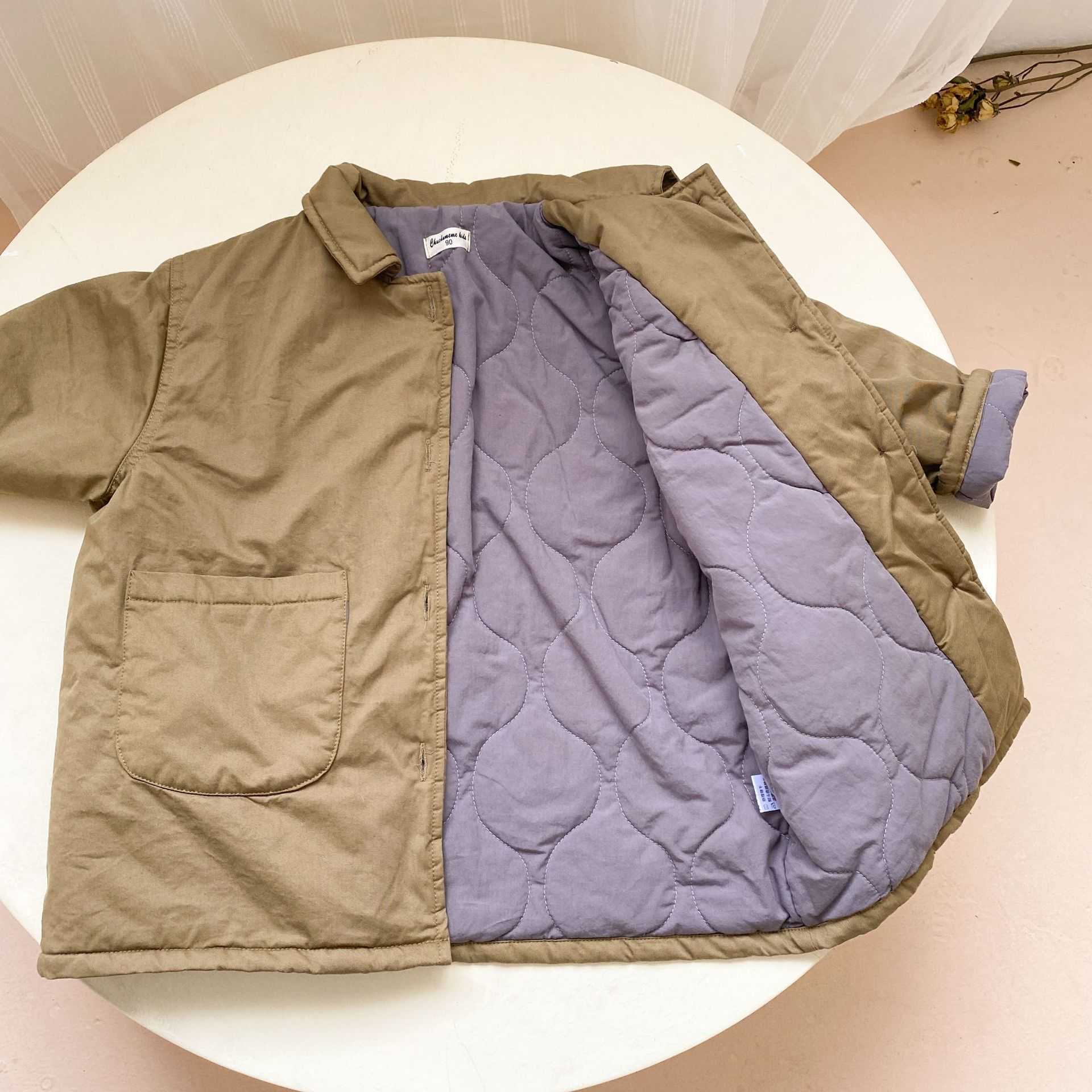 Down Coat Style New Winter Children Long Cotton Padded Coats Warm Thicken Solid Color Parkas Kids Casual Outerwear R230905