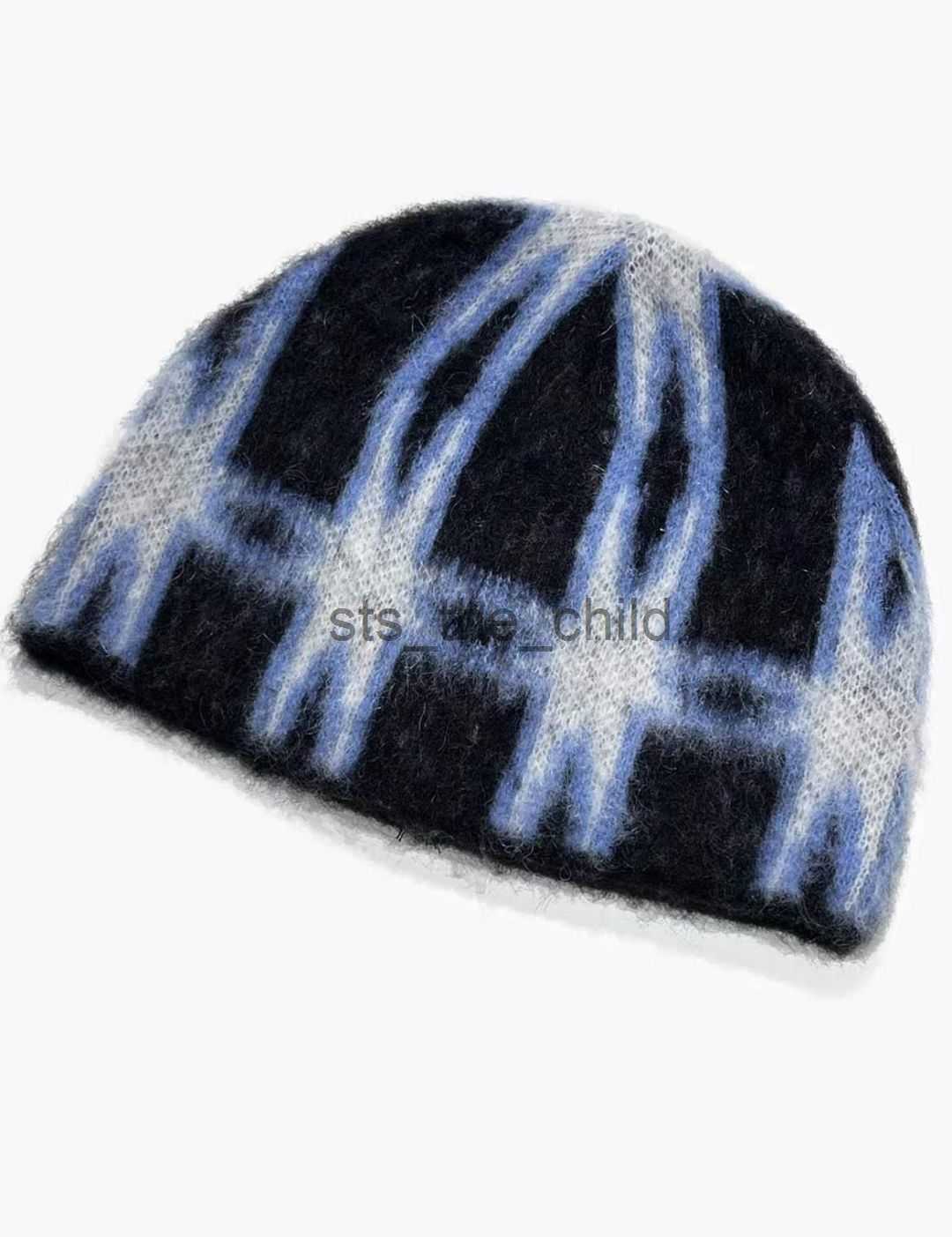 Beanie/Skull Caps Autumn Vintage Casual Fashion Knitted Skullies Personality Versatile Star Plaid Pattern Knit Hat Cold Hat Beanies x0907 x0908