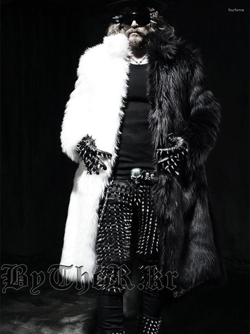 Faux Fur Winter Men's Coat Wool Blend Overcoat | Plush Warm Thick Long Jacket B4