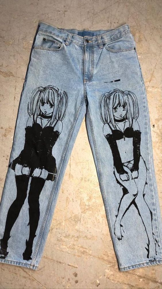 Men's Jeans Y2K Jeans Men Anime Graphic Harajuku Fashion HipHop Denim Pants Women Streetwear Casual Baggy Oversize Trouser japanese jean 230907