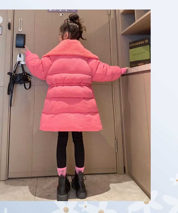 Down Coat 4-12 Years Winter Girls Jacket Solid Color Keep Warm Fashion Coat Hooded Zipper Slim Kids Down Cotton Clothes R230905