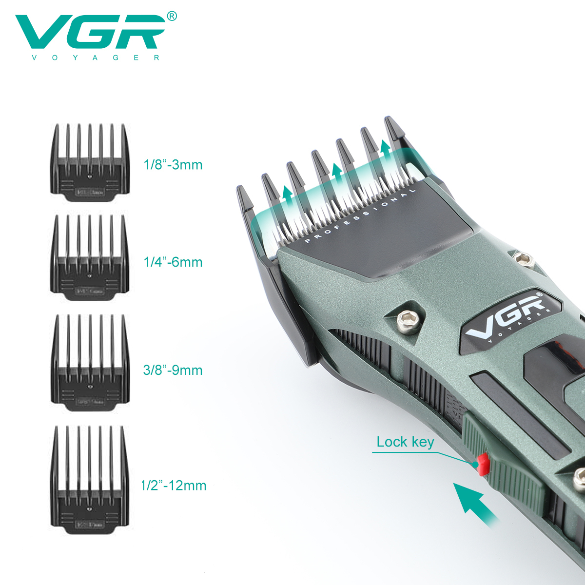 Electric Shavers VGR Hair Clipper Professional Trimmer Cordless Barber Cutting Machine Digital Display Haircut for Men V696 230906