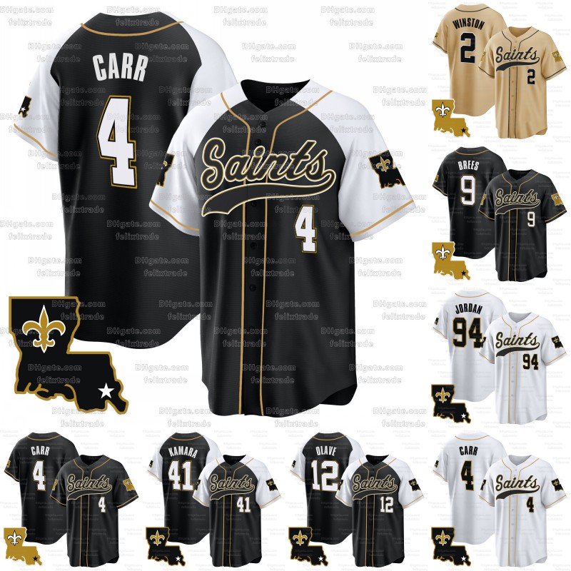 Derek Carr 1987Legacy Baseball Jersey Alvin Kamara Jamaal Williams Tyrann Mathieu Taysom Hill Michael Thomas Chris Olave New Orleanses Saints Marshon Lattimore