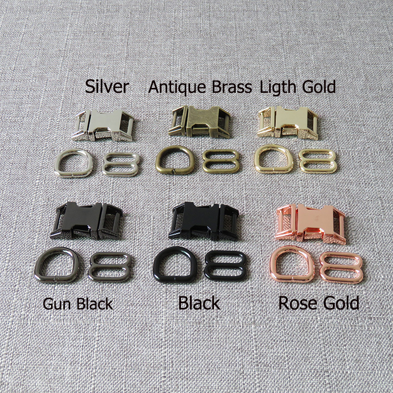 Buckles 1Set 15mm 20mm 25mm Strong Hardware Metal Straps Slider D Ring Release Belt Buckle For Pet Dog Collar Paracord Sewing Accessory 230907