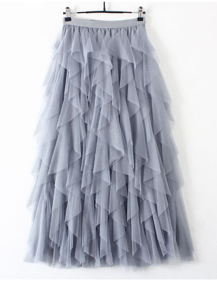 Skirts TIGENA Tutu Tulle Long Maxi Skirt Women Fashion Korean Cute Pink High Waist Pleated Skirt Mesh Female Lady Aesthetic Faldas 230907