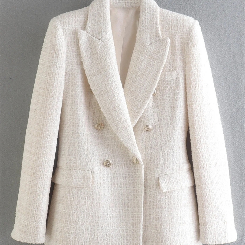 Womens Suits Blazers Beige T Women Blazer Jacket Office Lady Solid Color Double Breasted Button Up Coat Casual Girls Streetwear 230906