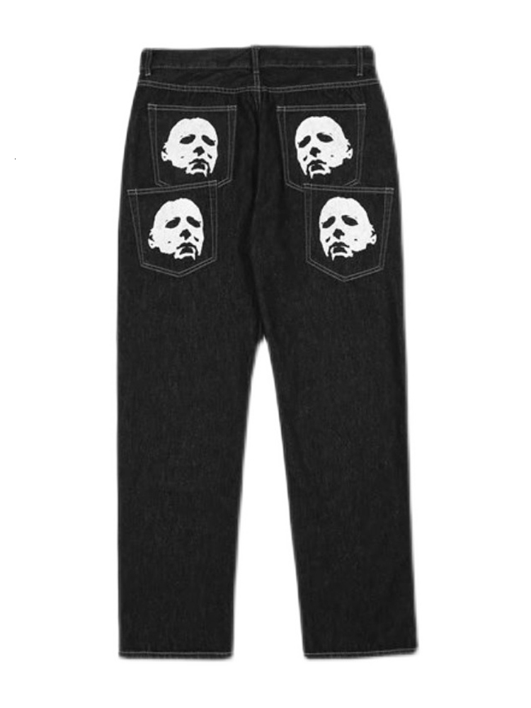 Men's Jeans Letter Printed Loose Wide Leg Jeans For Men Y2k Fashionable Hip-Hop Casual Pants For Street Trend Baggy Men'S Clothing 230907