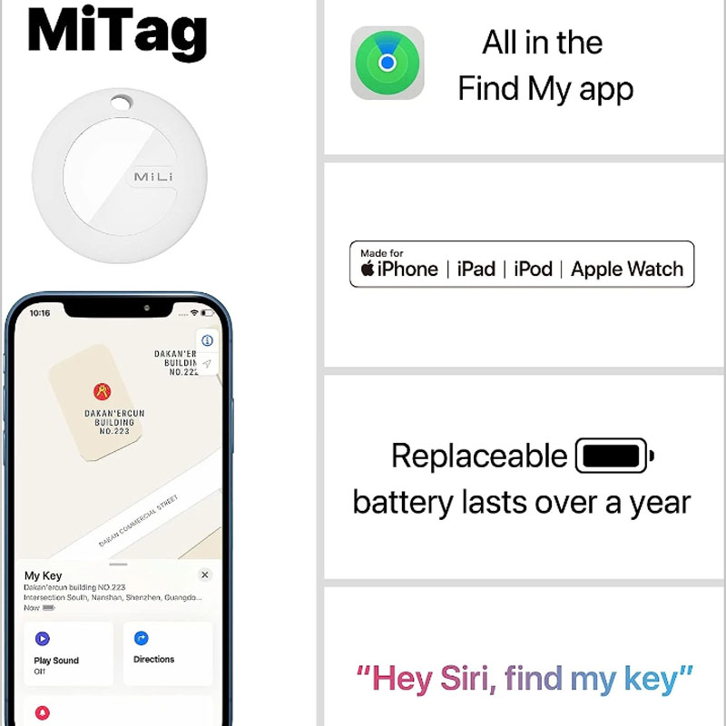 Militag Key Finder Item Finders MFi Certified Bluetooth GPS Cat Dog Locator Tracker Anti-loss Device Works with Apple Find My