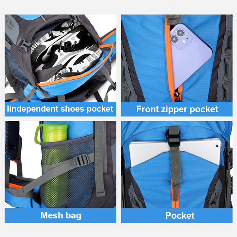 Backpack 70L Camping Backpack Men's Travel Bag Climbing Rucksack Large Hiking Storage Pack Outdoor Mountaineering Sports Shoulder Bags 230907
