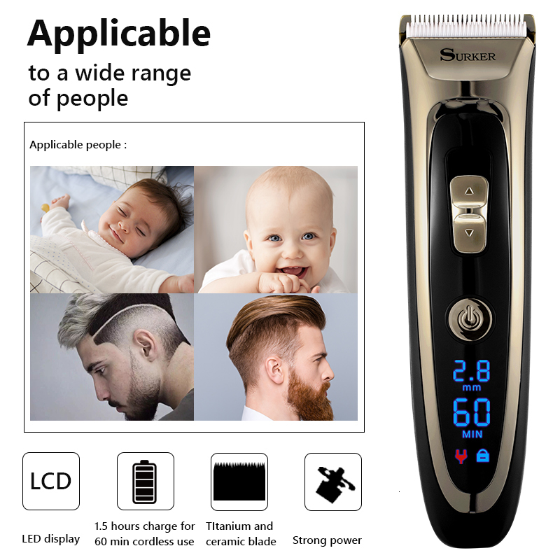 Electric Shavers Professional Digital Hair Trimmer Rechargeable Clipper Men's Cordless Haircut Adjustable Ceramic Blade Man Shaver 230906