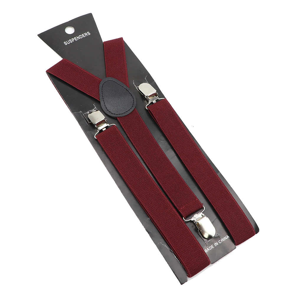 Suspenders Solid Color Elastic Leather Suspenders Braces Men Women Black Blue Red Adjustable Straps For Wedding Suit Skirt Accessories Gift 230907