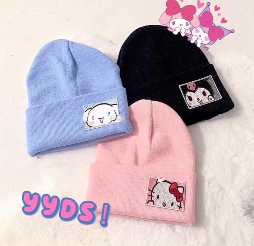 Fashion Kawaii Cinnamoroll Girl Women Beanie Winter Protecting Ears Cute Knitted Warm Hat Outwear