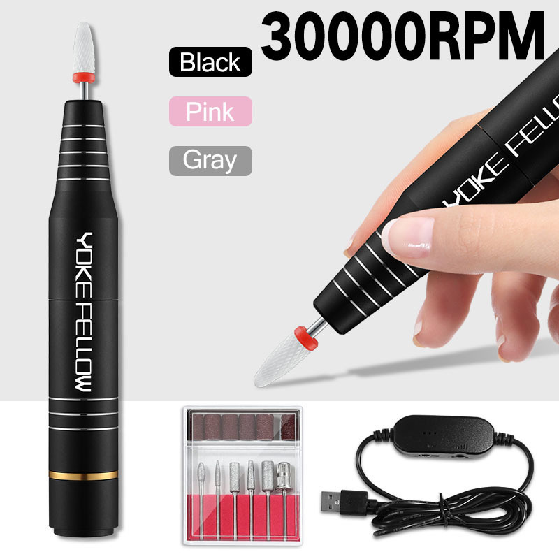 Nail Manicure Set 30000RPM Electric Nail Drill Machine USB Nail Polish Pen Manicure Tool Portable Nail File Milling Cutter Equipment For Salon 230809