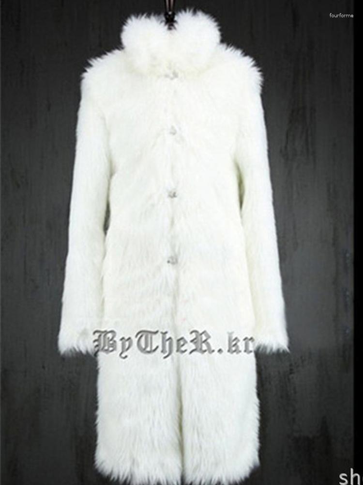 Faux Fur Winter Men's Coat Wool Blend Overcoat | Plush Warm Thick Long Jacket B4